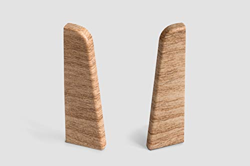 EGGER Endstück Sockelleiste Eiche honig für einfache Montage von 60mm Laminat Fußleisten | Inhalt 2 Stück | Kunststoff robust | Holz Optik braun von Egger