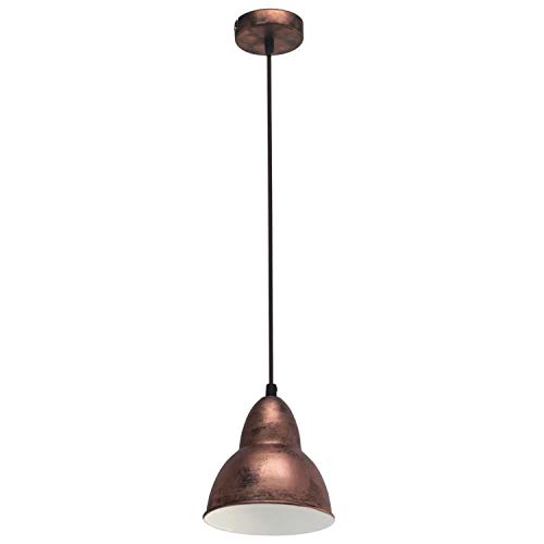 EGLO Pendellampe Truro, 1 flammige Vintage Pendelleuchte im Industrial Design, Retro Hängelampe aus Stahl, Farbe: Kupferfarben-antik, Fassung: E27 von EGLO