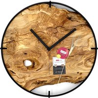 Wanduhr Aus Olivenholz Inkl. Ziffernblatt Wanddeko Holz Rund 30, 40 Und 50 cm Xxl Mit Lautlosem Uhrwerk von Ehrenwalde