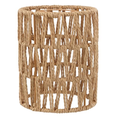 Boho Rattan Lampenschirm - Natürliches Design für Hängelampen & Stehlampen - Pendelleuchtenschirm aus Rattan - Laterne, Tischleuchte, Hängeleuchten, Deckenlampe, Lampenschirm Zubehör mit Ø 12cm (1) von Ehuihuan