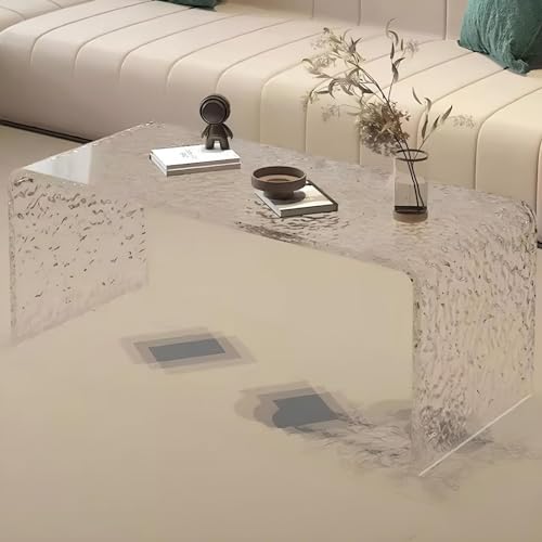 Eiauiuo Acryl Couchtisch U-förmigen Beistelltisch mit Abgerundeten Moderne Mode Couchtisch für Getränke Essen Snacks Verwendet im Wohnzimmer Schlafzimmer(Color:Wasserwellen,Size:80x45x45cm) von Eiauiuo