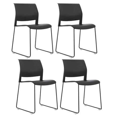 Eigentlich Besucherstuhl mit Kufengestell, 4er Set Stapelstuhl Kunststoff schwarz H81,5 x B49 x T56,5 cm, Konferenzstuhl ergonomische Form, angenehmer Sitzkomfort für Wartezimmer und Empfang Eigentlich Besucherstuhl mit Kufengestell, 4er Set Stapelstuhl Kunststoff schwarz H81,5 x B49 x T56,5 cm, Konferenzstuhl ergonomische Form, angenehmer Sitzkomfort für Wartezimmer und Empfang von Eigentlich