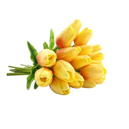 Eighosee 8 x künstliche Tulpen Blumen fühlen sich echt an, Arrangement, Blumenstrauß, Hochzeitsdekoration (orange) von Eighosee