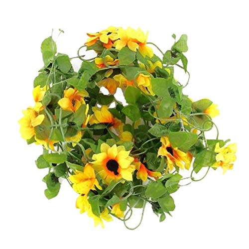 Eighosee Künstliche Sonnenblumen-Girlande, Blumenranke, Hochzeitsdekoration, 2 Stück von Eighosee