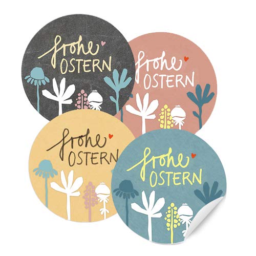 Ostersticker Mix frohe Ostern - 24 gemischte selbstklebende Aufkleber mit Blumen, Scherenschnitt Design, Osteraufkleber Für Kinder & Erwachsene, Pastell, Rosa Blau Gelb, zum Ostergrüße Verzieren von Eine der Guten