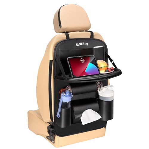 Einesin Autositz Organizer mit tisch, Organizer Auto Rücksitz Kinder, Multifunktional Wasserdicht Rücksitz Organizer mit Klapptisch, Tablet Tasche und Viele Taschen (Schwarz, 1 Stück) von Einesin