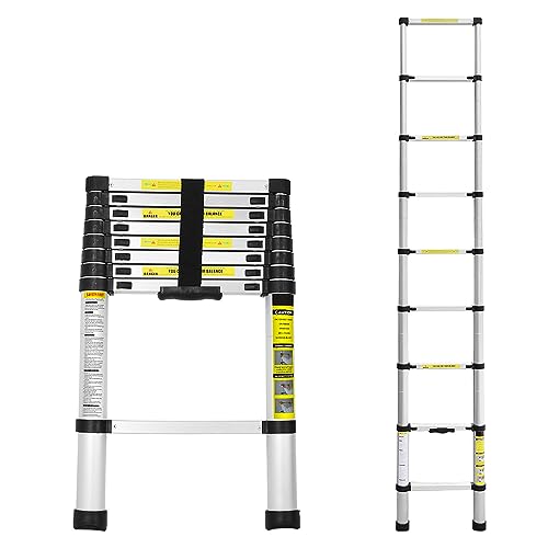 EINFEBEN Teleskopleiter Aluminium, 2.6M Ausziehbare Leiter, Ausziehbar Mehrzweckleiter Aluminiumleiter, Teleskop Ausziehleiter 150 kg Belastbarkeit von Einfeben