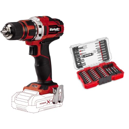 Einhell Akku-Bohrschrauber TE-CD 18/40 Li-Solo Power X-Change & Einhell M-CASE 42-tlg. Bit-Set (25-mm-Bits, 50-mm-Bits, Magnethalter, Steckschlüssel, Schnellwechselbithalter inkl. Aufbewahrungsbox) von Einhell