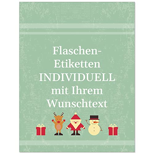 12 Flaschenetiketten selbstklebend mit Text personalisiert - Weihnachten Etikett Edles Türkis - weihnachtliche Flaschen Aufkleber von Einladungskarten Manufaktur Hamburg