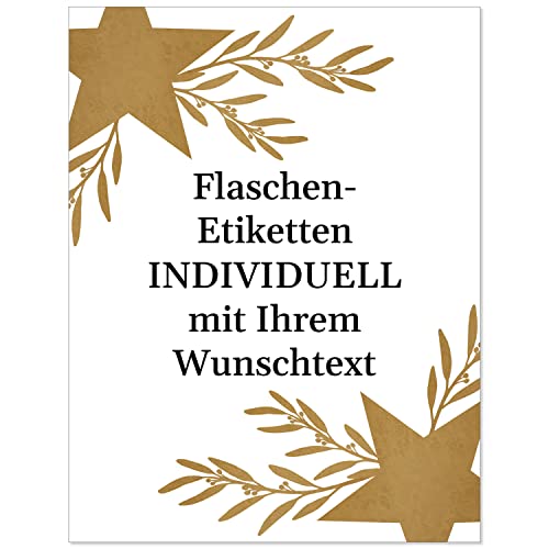 12 Flaschenetiketten selbstklebend mit Text personalisiert - Weihnachten Etikett Sterne auf Weiß - weihnachtliche Flaschen Aufkleber von Einladungskarten Manufaktur Hamburg