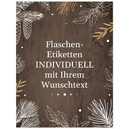 12 Flaschenetiketten selbstklebend mit Text personalisiert - Weihnachten Etikett Vintage braun - weihnachtliche Flaschen Aufkleber von Einladungskarten Manufaktur Hamburg