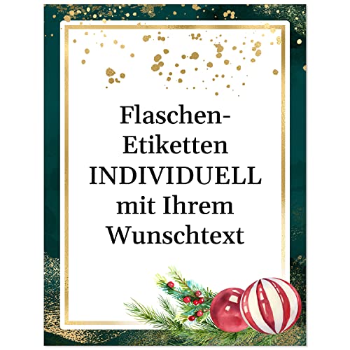 12 Flaschenetiketten selbstklebend mit Text personalisiert - Weihnachten Etikett Weihnachtskugeln - weihnachtliche Flaschen Aufkleber von Einladungskarten Manufaktur Hamburg