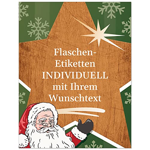 12 Flaschenetiketten selbstklebend mit Text personalisiert - Weihnachten Etikett Weihnachtsmann Rustikal - weihnachtliche Flaschen Aufkleber von Einladungskarten Manufaktur Hamburg