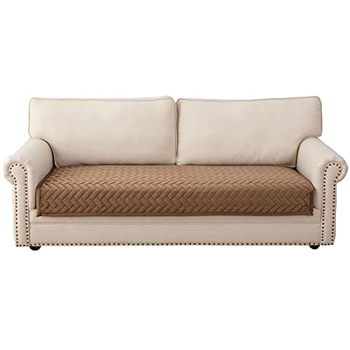 Eismodra Sofa Überzug,Sofabezug 3 Sitzer,Anti-Rutsch-Couch Überzug für L Form Sofaschoner Chaiselongue Ecksofa 2 Sitzer Schonbezüge Wohnzimmer Sessel Hunde Haustiere,Braun,110x180cm(nur 1 Stück) von Eismodra