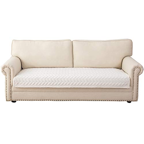 Eismodra Sofa Überzug,Sofabezug 3 Sitzer,Anti-Rutsch-Couch Überzug für L Form Sofaschoner Chaiselongue Ecksofa 2 Sitzer Schonbezüge Wohnzimmer Sessel Hunde Haustiere,Weiß,90x160cm(nur 1 Stück) von Eismodra