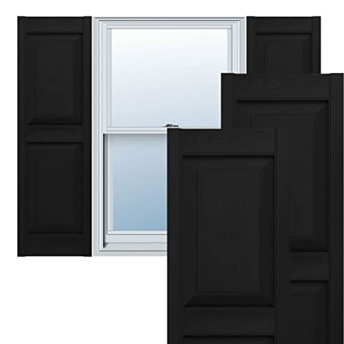 Ekena Millwork Lifetime Vinyl LP2S14X04300BL Standard Two Equal Panel Vinyls, Raised Panel Vinyl Shutters, w/Installation Shutter-Lok's & Matching Screws (Per Pair), 14 3/4"W x 43"H, Black von Ekena Millwork