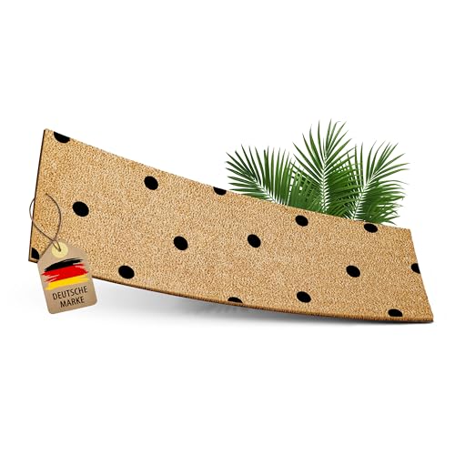 ElbFuchs® Fußmatte Kokos 75x25cm mit Punkten | [EXTRA LANGLEBIG & rutschfest] | Kokosmatte Fussmatte Aussen & Innen | Fußabtreter für Haustür von ElbFuchs