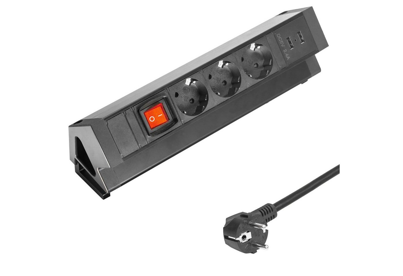 Elbe Inno EL4103KU Steckdosenleiste 3-fach (klemmbare Mehrfachsteckdose mit 2 USB und Schalter, Überspannungsschutz, Kindersicherung), 3 Fach, Type C, Type A, 2 RJ45, HDMI von Elbe Inno