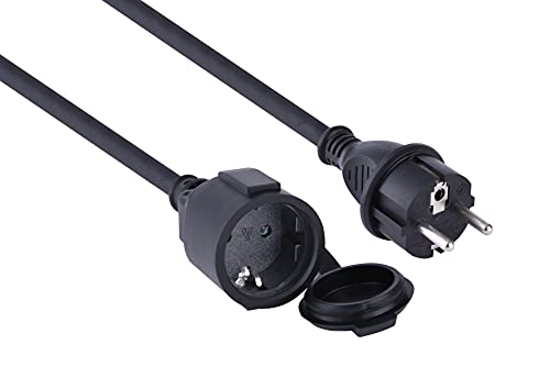 Electraline 01658 Verlängerungskabel IP44 (5m Kabel, H07RN-F 3G2.5, für den Außenbereich und den Einsatz auf Baustellen) schwarz, Schwartz von Electraline