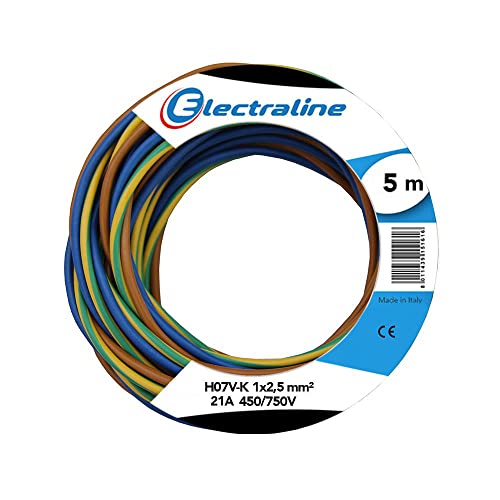 Electraline 25148, Kabel H07V-K, 1x2.5 mm, 5 M, Marrón / Azul / Verde / Amarillo von Electraline