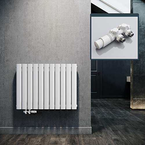 ELEGANT Design Heizkörper Horizontal mit Weiß Multiblock 630x847mm Einlagig Weiß Badezimmer/Wohnraum Paneelheizkörper Mittelanschluss Flachheizkörper von ELEGANT