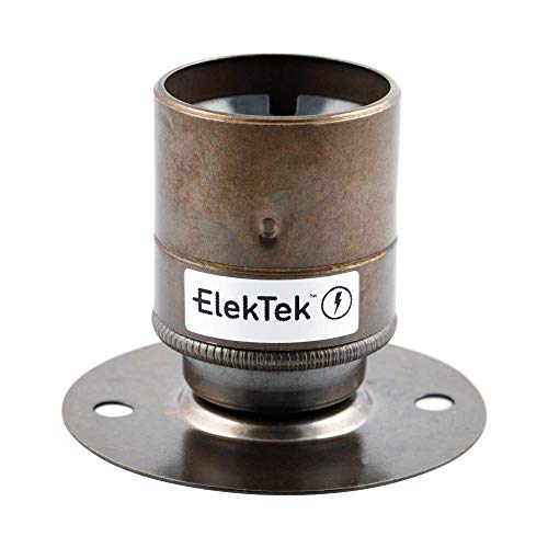 ElekTek ES E27 Edisongewinde Fester Sockel Lampenfassung mit Glattmantel Ideal zur Aufbaumontage von Vintage-Filament-Lampen Messing Antik von ElekTek