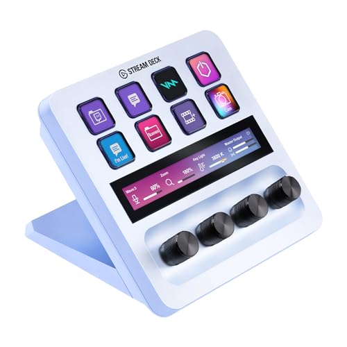 Elgato Stream Deck + White, Audiomixer, Live-Produktion und Studio-Controller für Content Creators, Streaming, Gaming, mit anpassbarer Touch-Leiste, Drehreglern und LCD-Tasten, für Mac und PC von Elgato