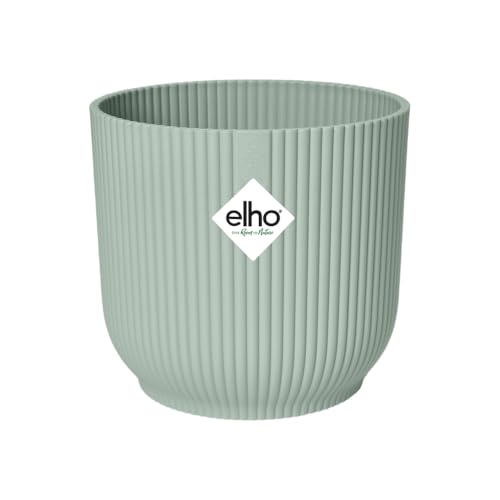 elho Vibes Fold Rund 14 Pflanzentopf - Blumentopf für Innen - 100% recyceltem Plastik - Ø 14.1 x H 12.9 cm - Grün/Sorbet Grün von elho