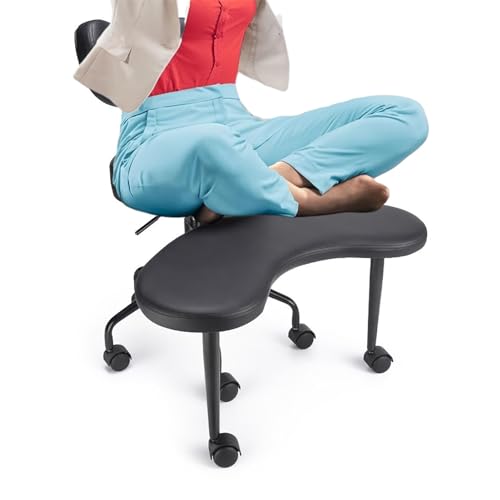 Elitix Kniestuhl Bürostuhl mit Gekreuzten Beinen/Schreibtischstühle für Das Homeoffice zum Knien, Ergonomische Meditationsstühle für das Wohnzimmer, Meditationssitz mit Rückenlehne(Black) von Elitix