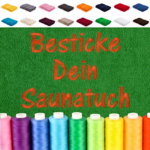 EllaTex Besticken Sie Handtuch mit Namen oder mit Wunschtext Bestickt, Farbe:Anthrazit-Grau; Größe:Saunatuch XXL 100x200 cm von EllaTex