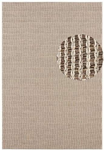 Elle Decoration Brave In- und Outdoor Teppich – Handmade-Look Modernes Design Flachgewebe – Wetterfest für Terrasse, Balkon, Wohnzimmer, Küche, Büro und Schlafzimmer in Creme, 200x290cm von ELLE Decoration