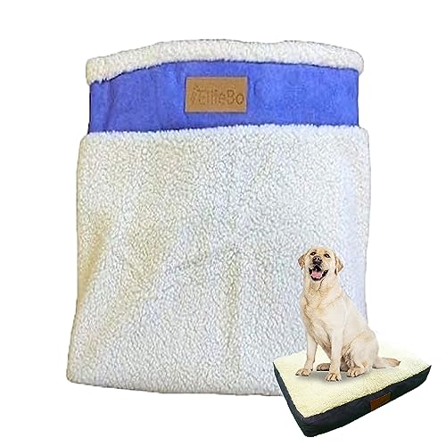Ellie-Bo Ersatz Hundebett Cover mit Faux Wildleder und Schaffell, 122 cm, 117 x 75 cm, 2 x große, blau von Ellie-Bo