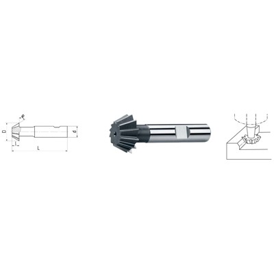 HSS Co5 Winkel-Stirnfräser außen DIN 1835B ø16,0 x 5,0mm 50° HSS Co5 Winkel-Stirnfräser außen DIN 1835B ø16,0 x 5,0mm 50° von Elmag