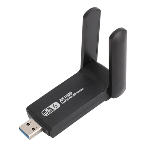 WiFi 6 USB-Adapter für Desktop-PC, 1800 Mbit/s Wireless-Netzwerkadapter mit 2,4 GHz, 5 GHz, Dualband-Antenne, Wireless-Netzwerk-Transceiver-Adapter, Unterstützt Windows 11/10 von Elprico