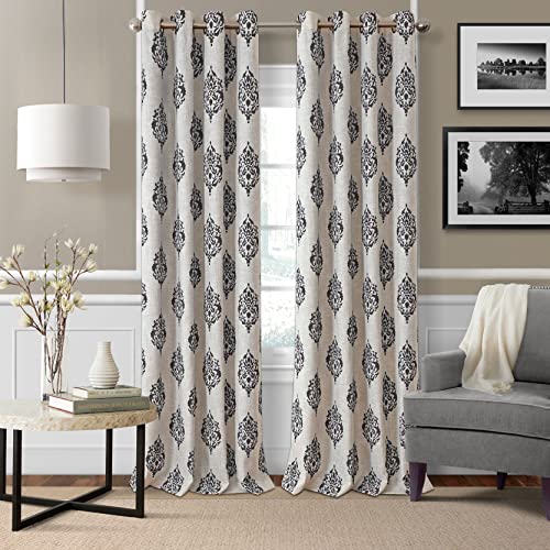 Elrene Home Fashions Navara Medallion Room Darkening Window Curtain Panel, 52" x 95" (1, Black von Elrene