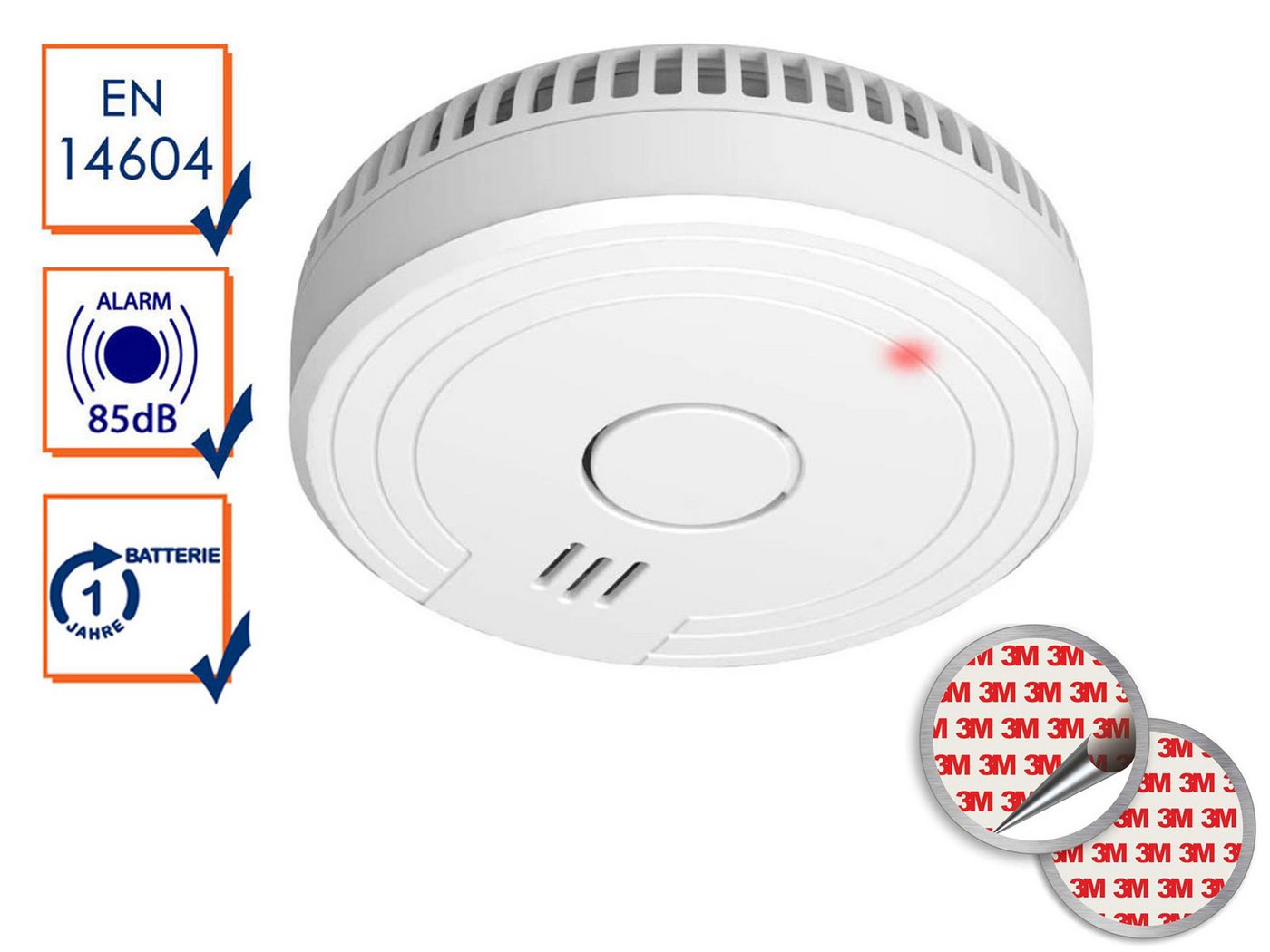 Elro Rauchmelder (optischer Brandmelder Klebepad, Magnet & Batterie Kleben statt Bohren) von Elro
