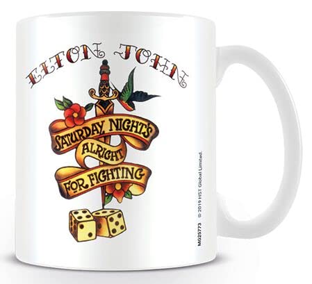 Elton John MG25773 Tasse aus Keramik, 11oz, 315 ml (Saturday Night Tattoo) von Elton John