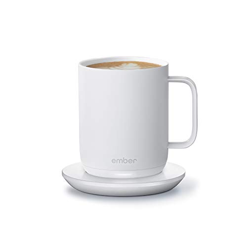 Ember Smart Mug 2 mit Temperatureinstellung – 295 ml, per App steuerbar, wiederaufladbarer, aufheizbarer Kaffeebecher mit Intelligent LED Display, 1,5-Stunden-Akku und verbessertes Design, Weiß von Ember