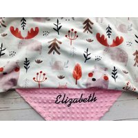 Baby Decke Personalisiert Rentier Mädchen Shower Geschenk Neue Neugeborene Lovey Animal von EmblifeDesign