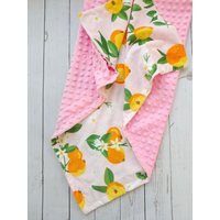 Obst Baby Decke Personalisiert Mädchen Orange Neugeborenen Geschenk Shower Name Handmade von EmblifeDesign