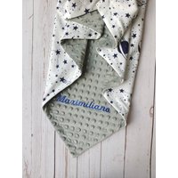 Personalisierte Baby Decke, Space Boy Monogramm Name Doppel Minky Swaddle Neugeborene Geschenk, Neue Junge Decke von EmblifeDesign