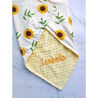 Personalisierte Babydecke Sonnenblumen Baby Mädchen Decke Florale Neugeborenen Neugeborene Geschenk Personalisiert von EmblifeDesign