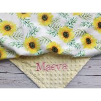 Sonnenblumen Babydecke Personalisiert Baby Mädchen Decke Daisy Floral Neugeborene Neugeborenen Geschenk Benutzerdefinierte von EmblifeDesign