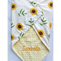 Sonnenblumen Babydecke Personalisiert Baby Mädchen Decke Floral Neugeborenen Neugeborenes Geschenk Benutzerdefinierte von EmblifeDesign