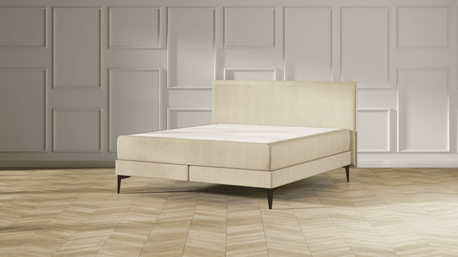 Emma Elite Boxspringbett Comfort - Beige - 180x200 cm - Kopfteil Kissen - Metall Füße von Emma