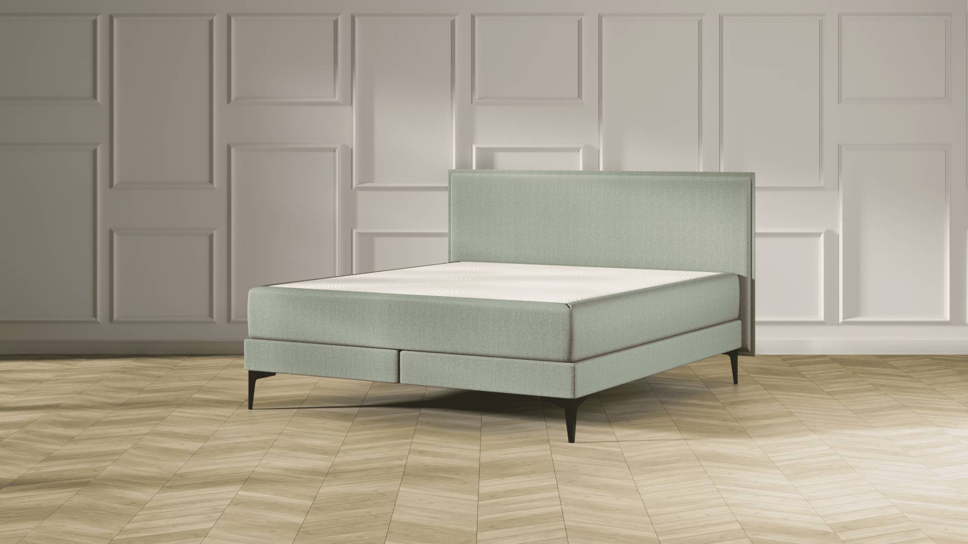 Emma Elite Boxspringbett - Grün - 180x200 cm - Kopfteil Kissen - Metall Füße von Emma