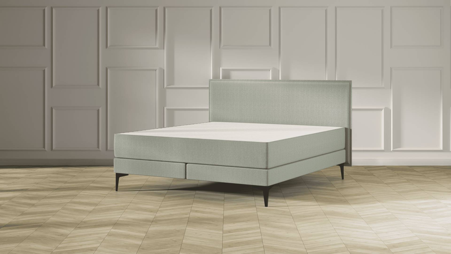 Emma Elite Boxspringbett - Grün - 200x200 cm - Kopfteil Kissen - Metall Füße von Emma