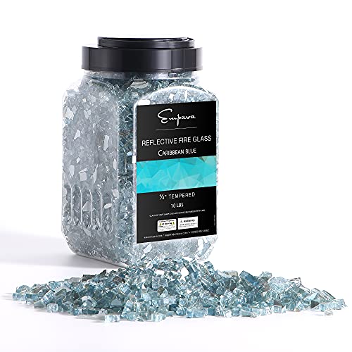 Empava 4,5 kg Reflektierendes gehärtetes Glas für Gas-Feuerstelle, 0,64 cm, Karibikblau von Empava