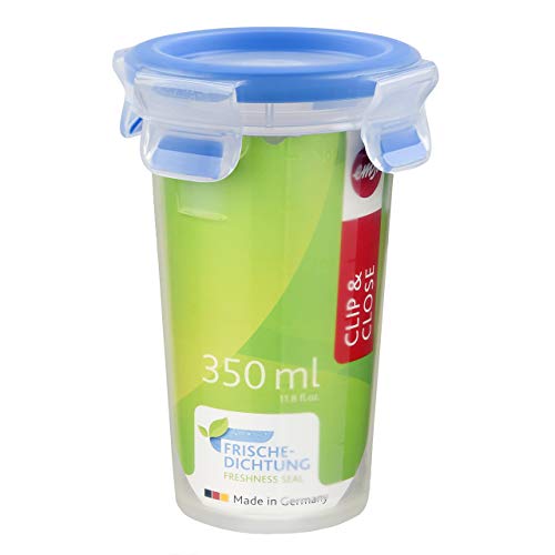 Emsa 508551 Clip & Close Frischhaltedosen| 0,35 L Rund| 100 % Dicht| Besondere Frische-Dichtung | 100 % Hygienisch, Transparent / Blau von Emsa