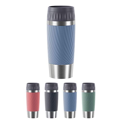 Emsa Travel Mug Easy Twist Edelstahl-Isolierbecher, 360 ml, Spülmaschinenfest, Einfaches Öffnen & Schließen, 4h heiß + 8h kalt, Aquablau, N2011800 von Emsa